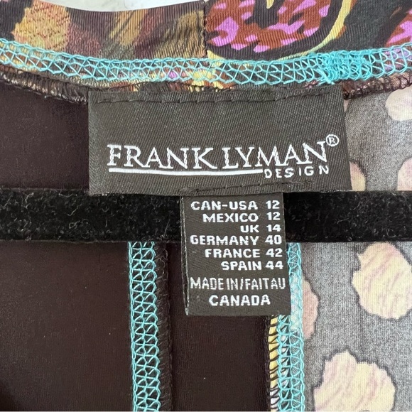 Frank Lyman Handkerchief Hem Multicolored Top Short Sleeve Top size 12 - Picture 6 of 16